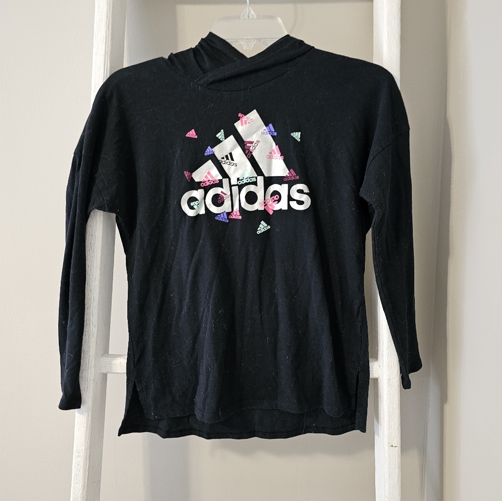 Adidas Girls Long Sleeve Hoodie Tee
